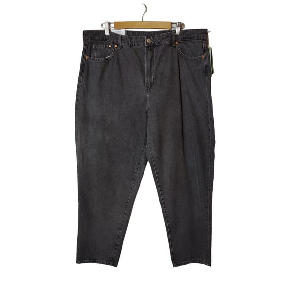 NWT H&M Womens Sz 18 Black Loose Mom Jean Baggy Ultra High Rise Ankle Denim Plus - Picture 1 of 7